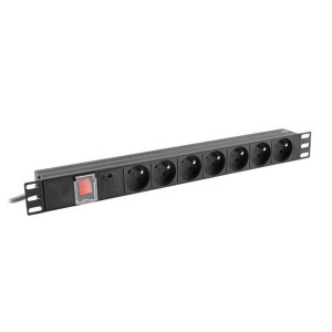 LANBERG NAPÁJECÍ DISTRIBUČNÍ JEDNOTKA (PDU) 19"  1U 10A 2M 7X FRANCOUZSKÉ ZÁSUVKY ČERNÁ C14