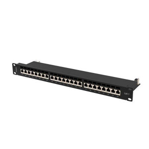 LANBERG PATCH PANEL 24 PORTŮ 1U 19" CAT.7 FTP STÍNĚNÝ ČERNÝ 
