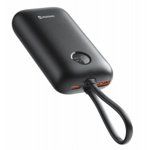 SWISSTEN POWER BANK VOLTBOX 35W 10000 mAh S INTEGROVANÝMI KABELY USB-C A LIGHTNING ČERNÁ
