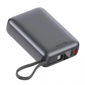 SWISSTEN POWER BANK 20000 mAh 45W S INTEGROVANÝM KABELEM USB-C VESMÍRNĚ STŘÍBRNÁ 