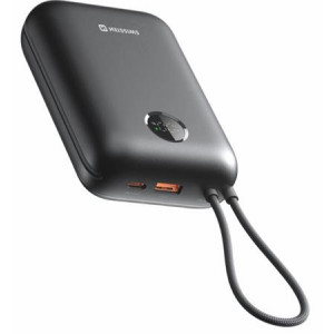 SWISSTEN POWER BANK VOLTBOX 35W 30000 mAh S INTEGROVANÝMI KABELY  USB-C A LIGHTNING ČERNÁ
