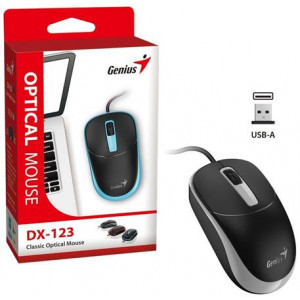 Genius DX-123 Myš, drátová, optická, 1200DPI, 3 tlačítka, USB, černo-šedá