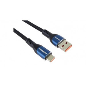 PremiumCord Super fast charging 5A kabel USB-C - USB 2.0 A  bavlněný oplet 1m