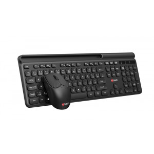 C-TECH WLKMC-05B Quallis, bezdrátový set klávesnice s myší,odkládací prostor,USB, CZ/SK, černá