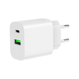 Gembird Síťová nabíječka 20W, USB-A, USB-C, bílá