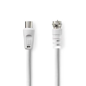 Nedis CSGL41800WT30 - Satelitní a Anténní Kabel | F zástrčka - IEC (Koax) Zástrčka | 75 Ohm | Dvojité Stínění | 3m | Bíl