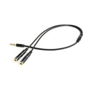 Gembird 3,5mm audio + kabel adaptéru mikrofonu, 0,2m, kovové konektory
