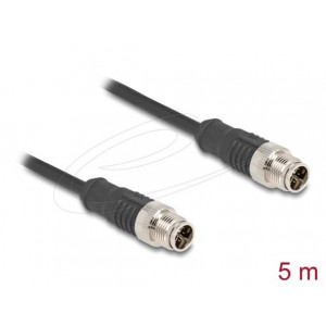 Delock Kabel M12, X-kódovaný, 8 pin, ze zástrčkového na zástrčkového konektor, PVC, 5 m