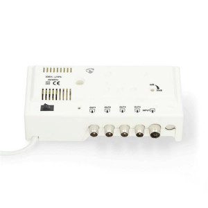 Nedis SAMP42244WT - Anténní zesilovač CATV | Zesílení: 20 dB | 47 - 694 MHz| Počet výstupů: 4 | Ovládání zesílení | Bílá