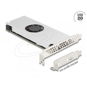 Delock Karta PCI Express x16 na 2 x USB 20 Gb/s USB Type-C Dual Channel s ventilátorem a chladičem , nízkoprofilové