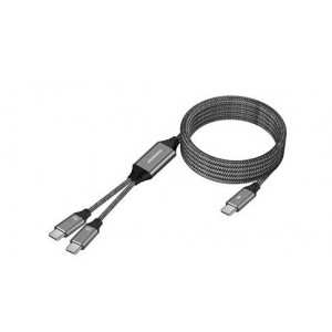 PremiumCord USB-C Inteligentní rychlo nabíjecí kabel s chytrým rozdělením výkonů 1m