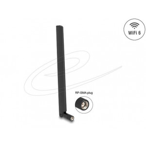 Delock WiFi 6 anténa RP-SMA samec 3 - 6 dBi všesměrová s otočným kloubem černá