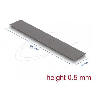 Delock Tepelně vodivá podložka 120 x 20 x 0,5 mm pro moduly M.2 3,2 W/mK - nízký únik oleje