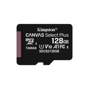 KINGSTON 128GB microSDXC CANVAS Plus Memory Card 150MB/s Read, UHS-I Speed Class, U1, V10, A1 - bez adaptéru