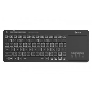 C-TECH klávesnice WLTK-03, Dual mode, BT5.0 + 2,4GHzb, bezdrátová s touchpadem, LED podsvětlení, černá