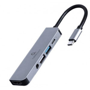 Gembird USB typu-C 5-in-1 multisortový adaptér (HUB + HDMI + PD + stereo audio)