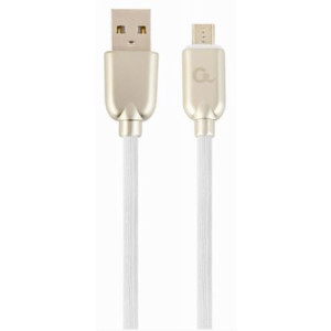 GEMBIRD CC-USB2R-AMmBM-2M-W Premium gumový Micro-USB nabíjecí a datový kabel 2m bílý