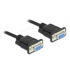 Delock Sériový kabel RS-232 D-Sub 9, ze zásuvky na zásuvku, null modem s krytem - automatické řízení CTS / RTS - 5 m