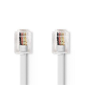 Nedis TCGL90200WT20 - Telefonní Kabel | RJ11 Zástrčka - RJ11 Zástrčka | Plochý |  2 m | Bílá