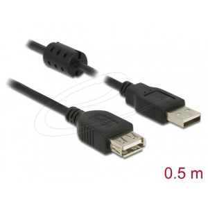 Delock Prodlužovací kabel USB 2.0 Typ-A samec > USB 2.0 Typ-A samice 0,5 m černý