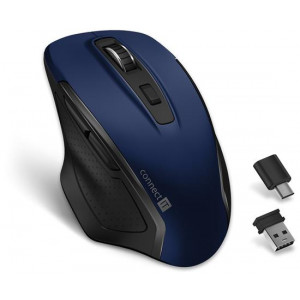 CONNECT IT Dual SmartSwitch bezdrátová myš, USB-A + C (+1x AA baterie zdarma), MODRÁ