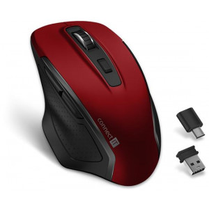 CONNECT IT Dual SmartSwitch bezdrátová myš, USB-A + C (+1x AA baterie zdarma), ČERVENÁ