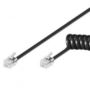PremiumCord Kabel telefonní sluchátkový kroucený 4 žíly 7m - černý