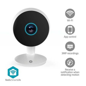 Nedis WIFICI08CWT SmartLife Vnitřní Kamera | Wi-Fi | 3MP Full HD 1296p | Snímač pohybu | Noční vidění | Bílá