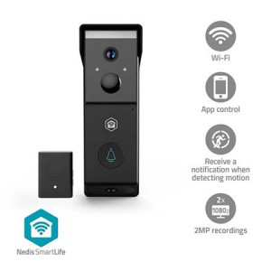 Nedis WIFICDP31BK - SmartLife Dveřní Video Telefon| Wi-Fi | Napájení z baterie | 2x Full HD 1080p | IP54 | Snímač pohybu