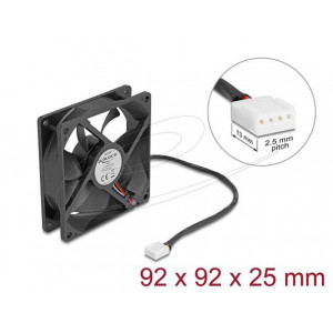 Delock Axiální ventilátor: 12 V DC, 92 x 92 x 25 mm, černý