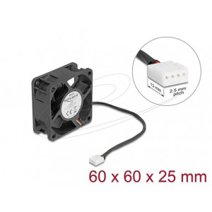 Delock Axiální ventilátor: 24 V DC, 60 x 60 x 25 mm, černý