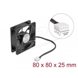 Delock Axiální ventilátor: 24 V DC, 80 x 80 x 25 mm, černý