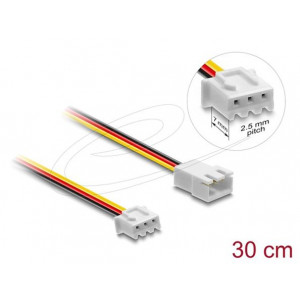 Delock Prodlužovací kabel ventilátoru ze zástrčky na zásuvku, 3 pinový, 30 cm