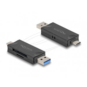 Delock Čtečka karet USB 5 Gbps, USB Type-C™ / Typ-A na paměťové karty SD a Micro SD černá