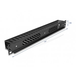 Delock 19” Management panel pro správu kabelů, se 2 otvory, 1U, kov / plast, černý