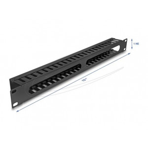 Delock 19” Management panel pro správu kabelů, se 2 otvory, 1U, kov, černý