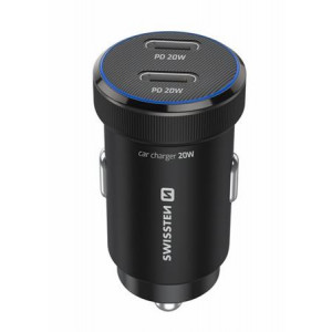 SWISSTEN CL ADAPTÉR 2x USB-C PD, 20W ČERNÝ 