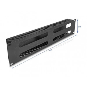 Delock 19” Management panel pro správu kabelů, se 4 otvory, 2U, kov, černý