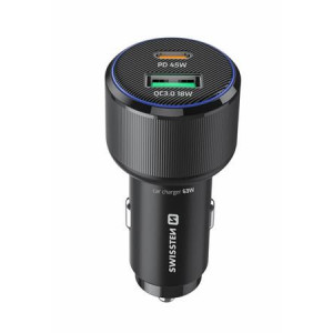 SWISSTEN CL ADAPTÉR USB-C PD + USB-A, 63W ČERNÝ 