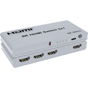 PremiumCord 8K@60Hz, 4K@144Hz HDMI switch 3:1 s dálkovým ovladačem