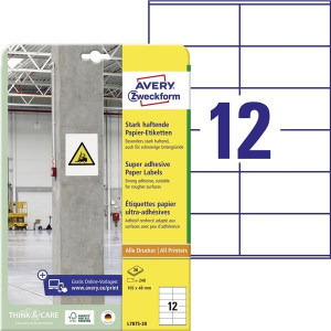 Etik.vys.lepivost Avery,105 x 48 mm, bílé, 240 ks