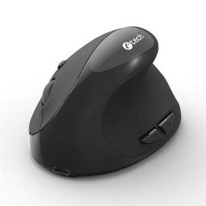 C-TECH myš VEM-17, vertikální, Dual mode, bezdrátová, BT5.0 + 2,4GHz, 1600DPI, černá