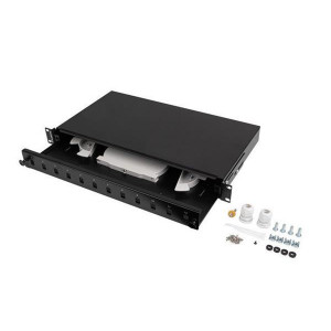 LANBERG 19" 1U OPTICKÝ PATCH PANEL 12XSC DUPLEX / 12XLC QUAD ČERNÝ + PŘÍSLUŠENSTVÍ 