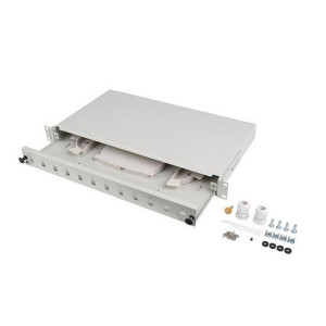 LANBERG 19" 1U OPTICKÝ PATCH PANEL 12XSC SIMPLEX / 12XLC DUPLEX ŠEDÝ + PŘÍSLUŠENSTVÍ