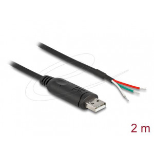 Delock Adaptérový kabel z rozhraní USB 2.0 Typu-A na sériové rozhraní RS-485 s třemi volnými konci vodičů, 2 m