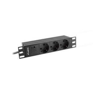 LANBERG NAPÁJECÍ DISTRIBUČNÍ JEDNOTKA (PDU) 10" 1U 10A 2M 3X SCHUKO ZÁSUVKY ČERNÁ C14
