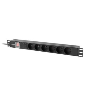 LANBERG NAPÁJECÍ DISTRIBUČNÍ JEDNOTKA (PDU) 19" 1U 10A 2M 6X FRANCOUZSKÉ ZÁSUVKY ČERNÁ C14