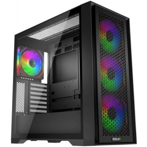 EVOLVEO Rhino, skříň eATX/ATX, 4x ARGB ventilátor 120mm, boční panel temperované sklo + mřížkovaný přední panel