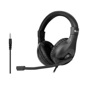 C-TECH sluchátka s mikrofonem MHS-05, 4 pin 3,5mm jack, ovládání na kabelu, náhlavní, redukce na 2x jack, černá 