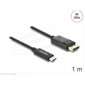 Delock Koaxiální kabel USB Type-C™ na DisplayPort (DP Alt Mode) 4K 60 Hz s pleteným opláštěním 1 m